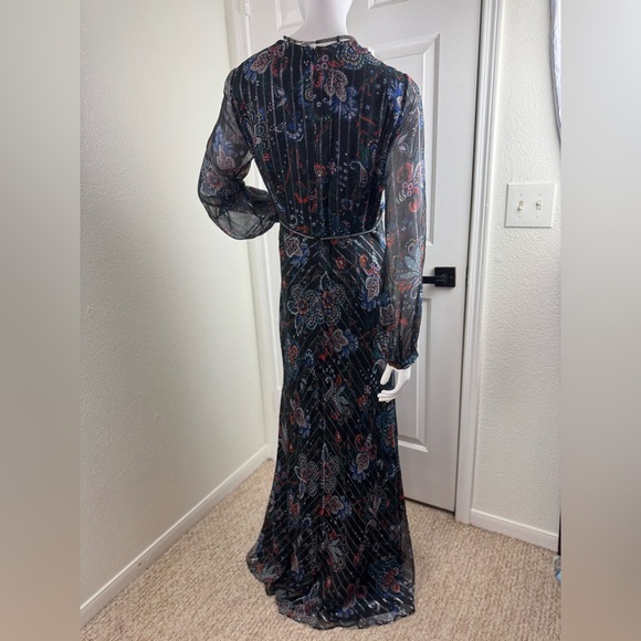 Veronica Beard Kaira Metallic Floral Silk Maxi Dress Size 8 NWT - Picture 6 of 14